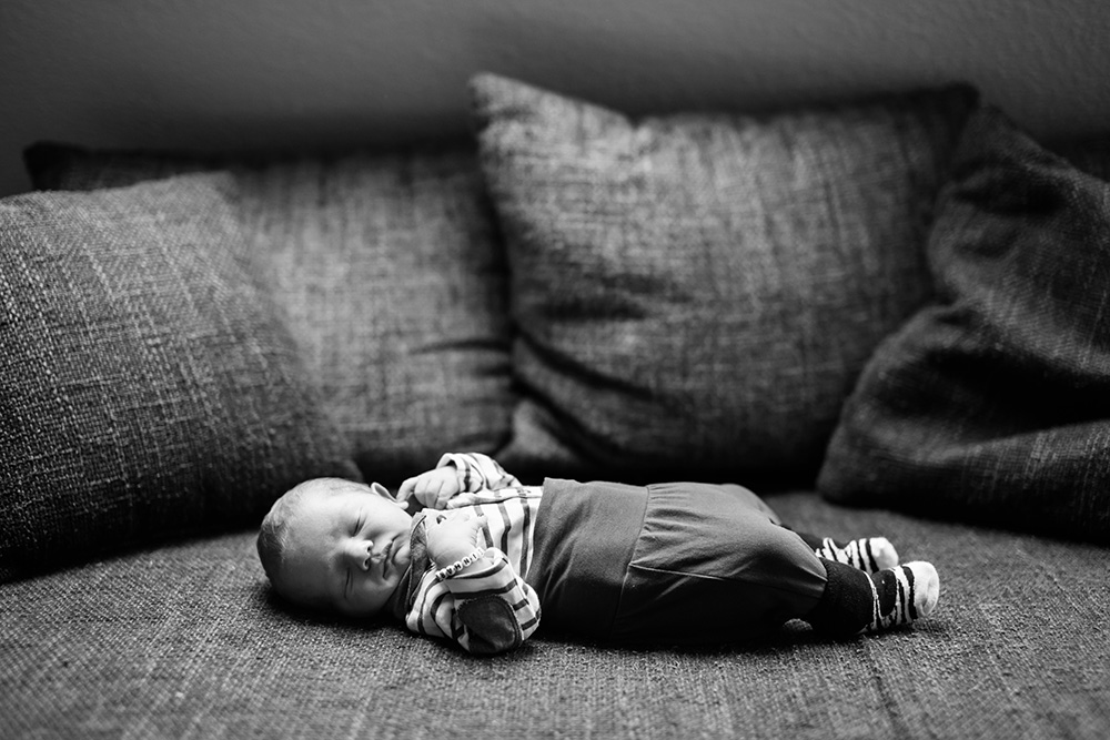 black and white portrait of newborn baby boy Piet