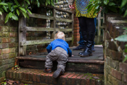 boy having fun exploring park