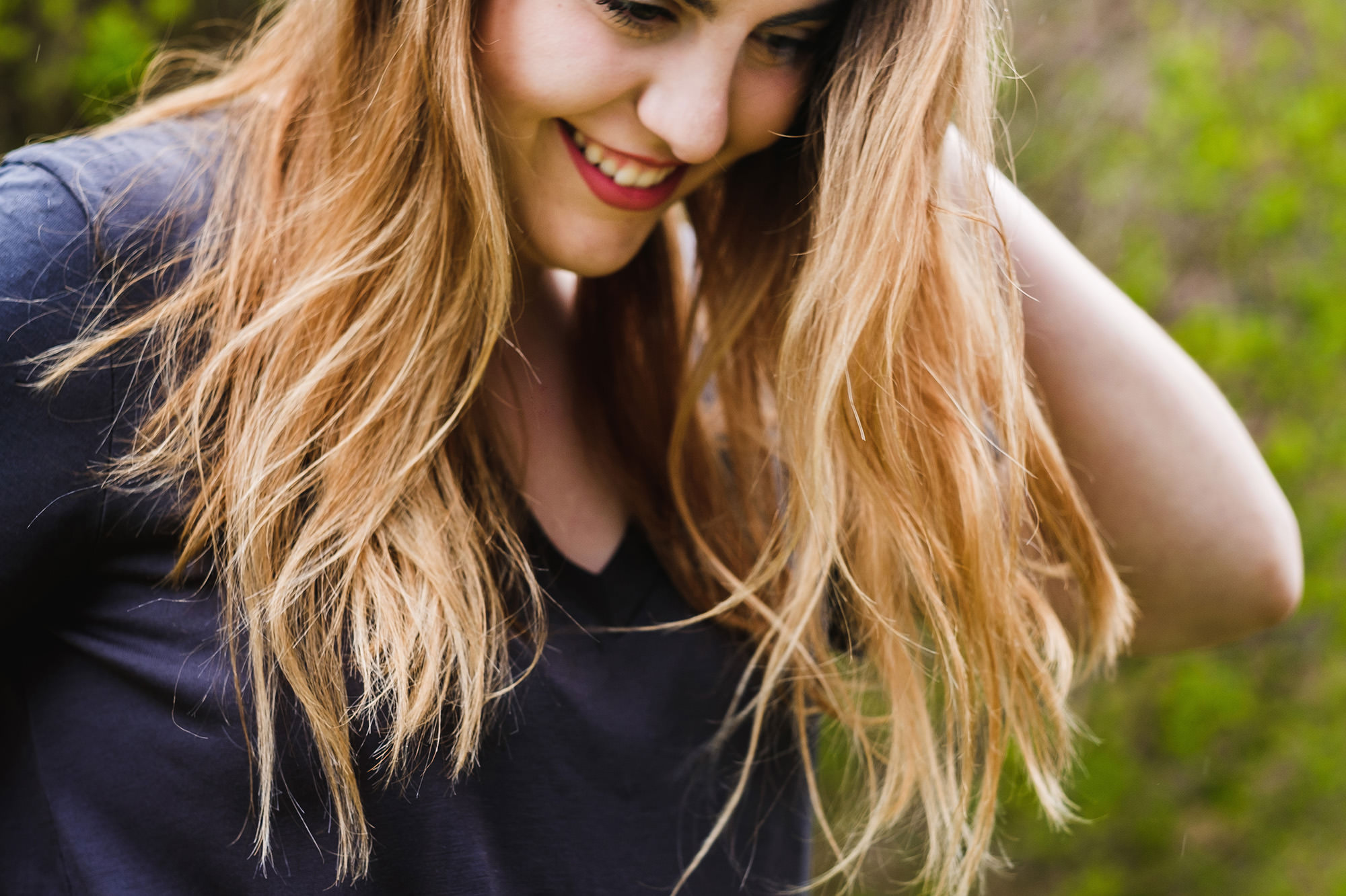 long portrait young woman