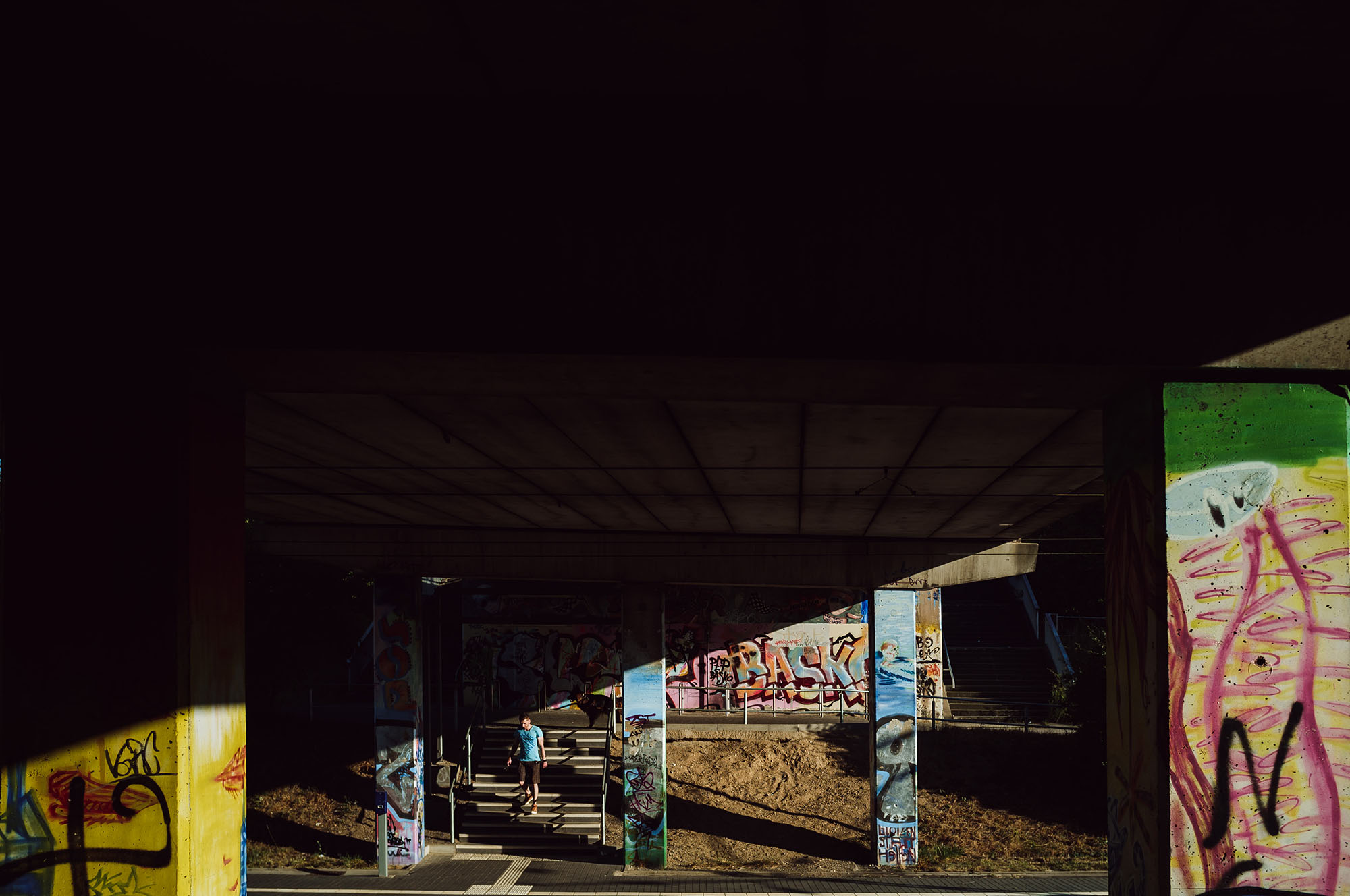 light and shadow train station gruenau