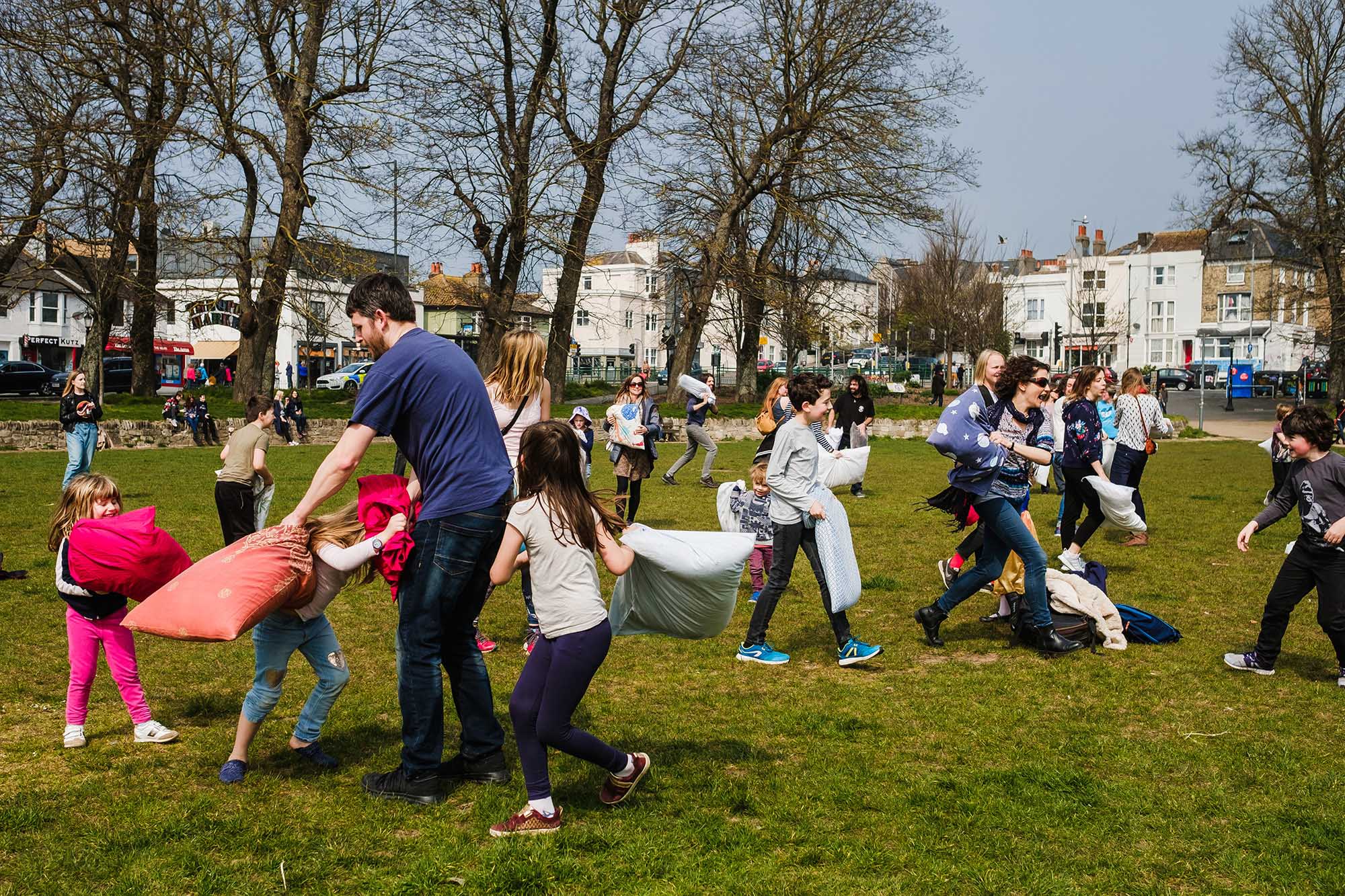 Documentary photography Brighton pillow fight