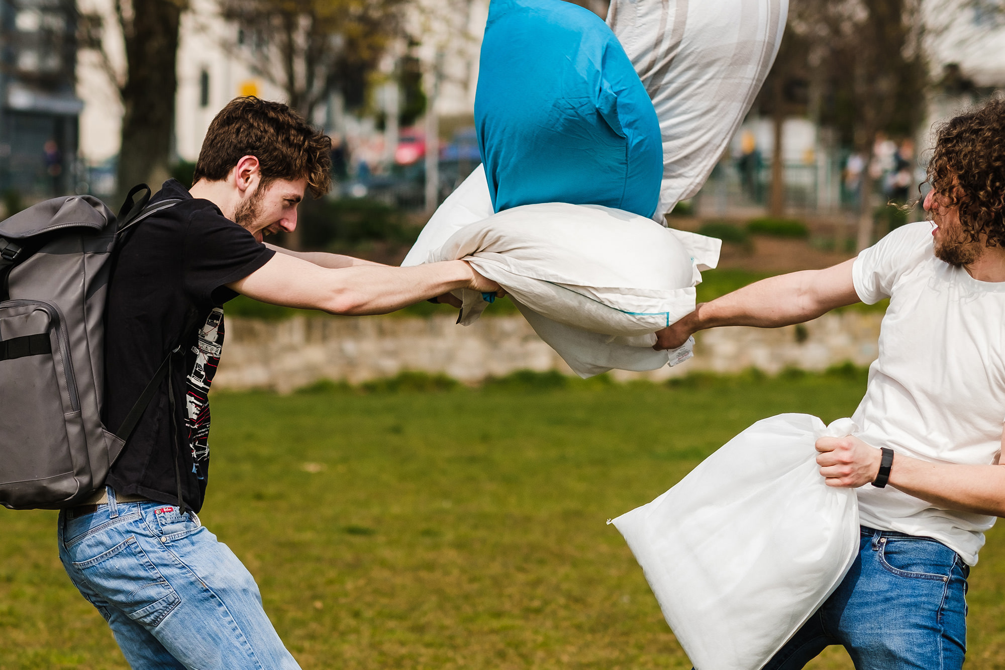 Documentary photography Brighton pillow fight