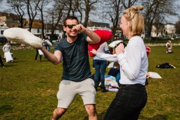 Pillow fight street photography the level park