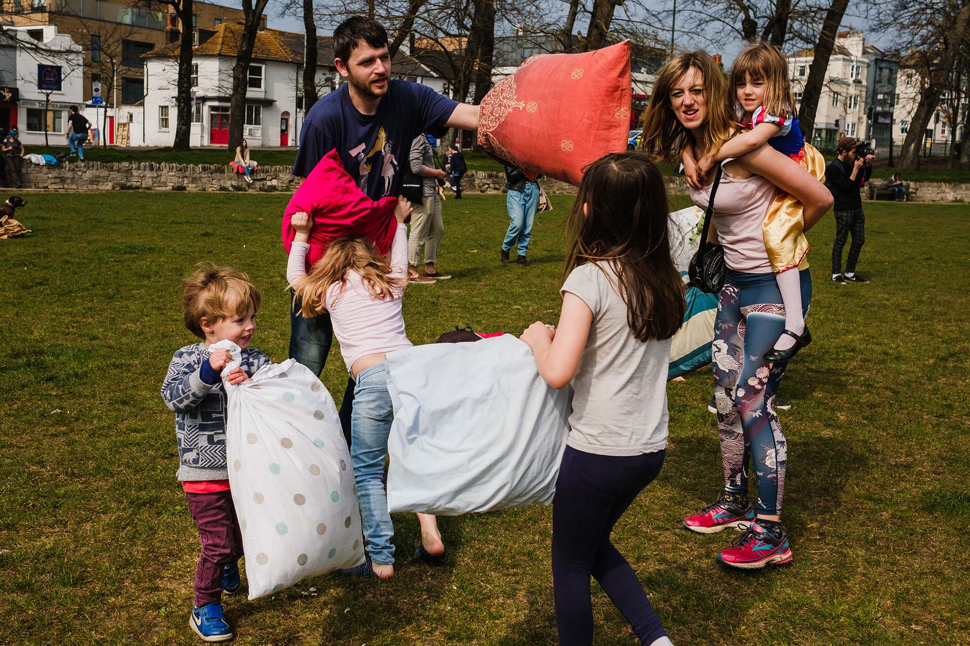 Documentary photography Brighton pillow fight