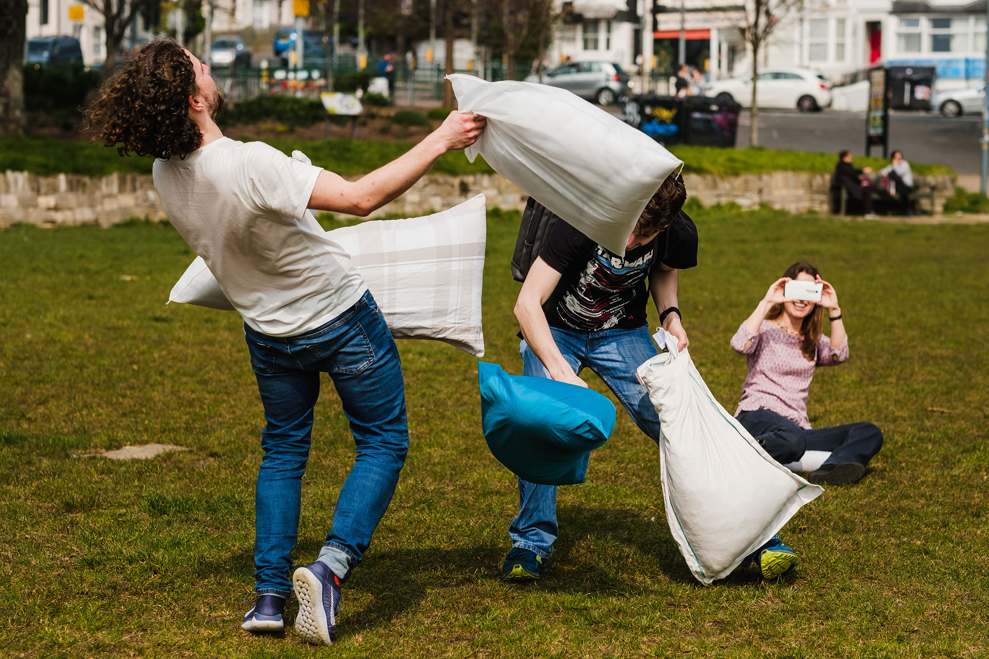 Documentary photography Brighton pillow fight