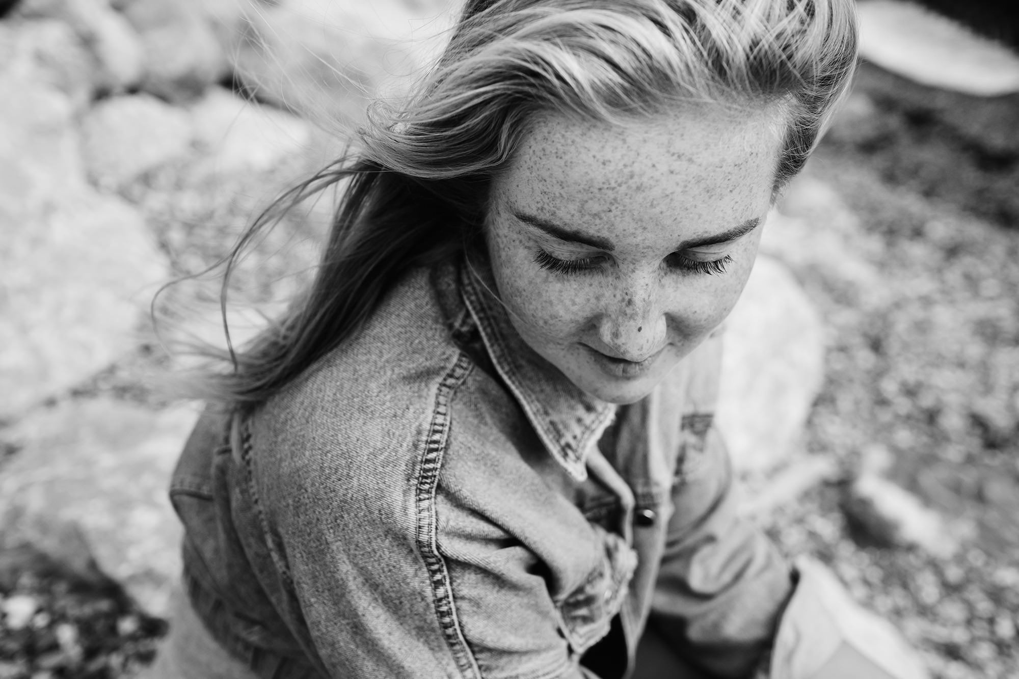 black and white close up portrait