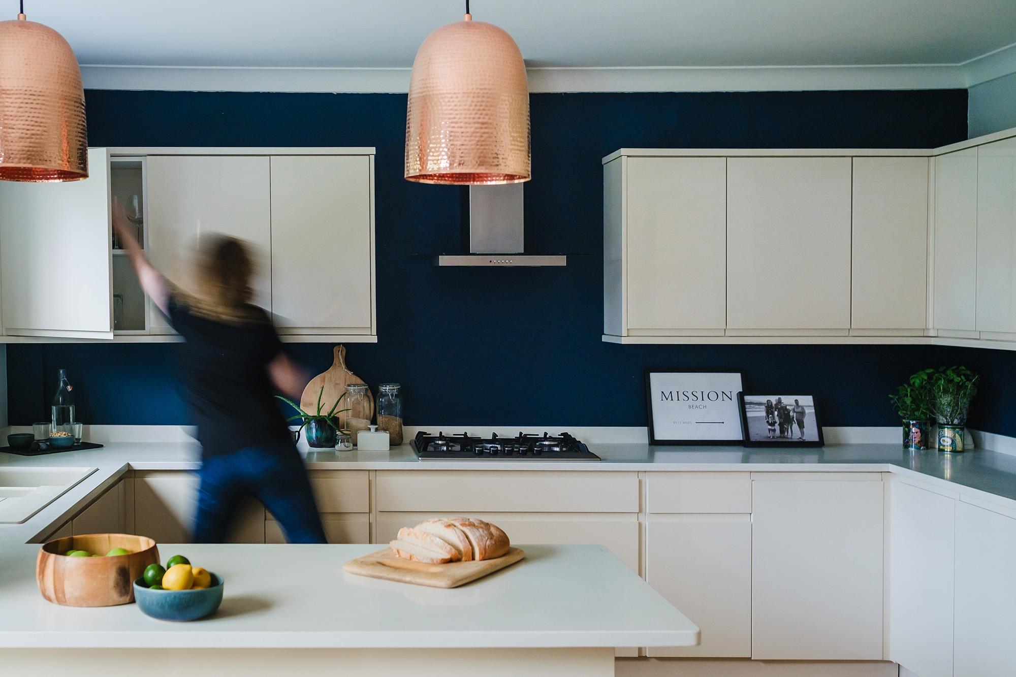 working in new kitchen