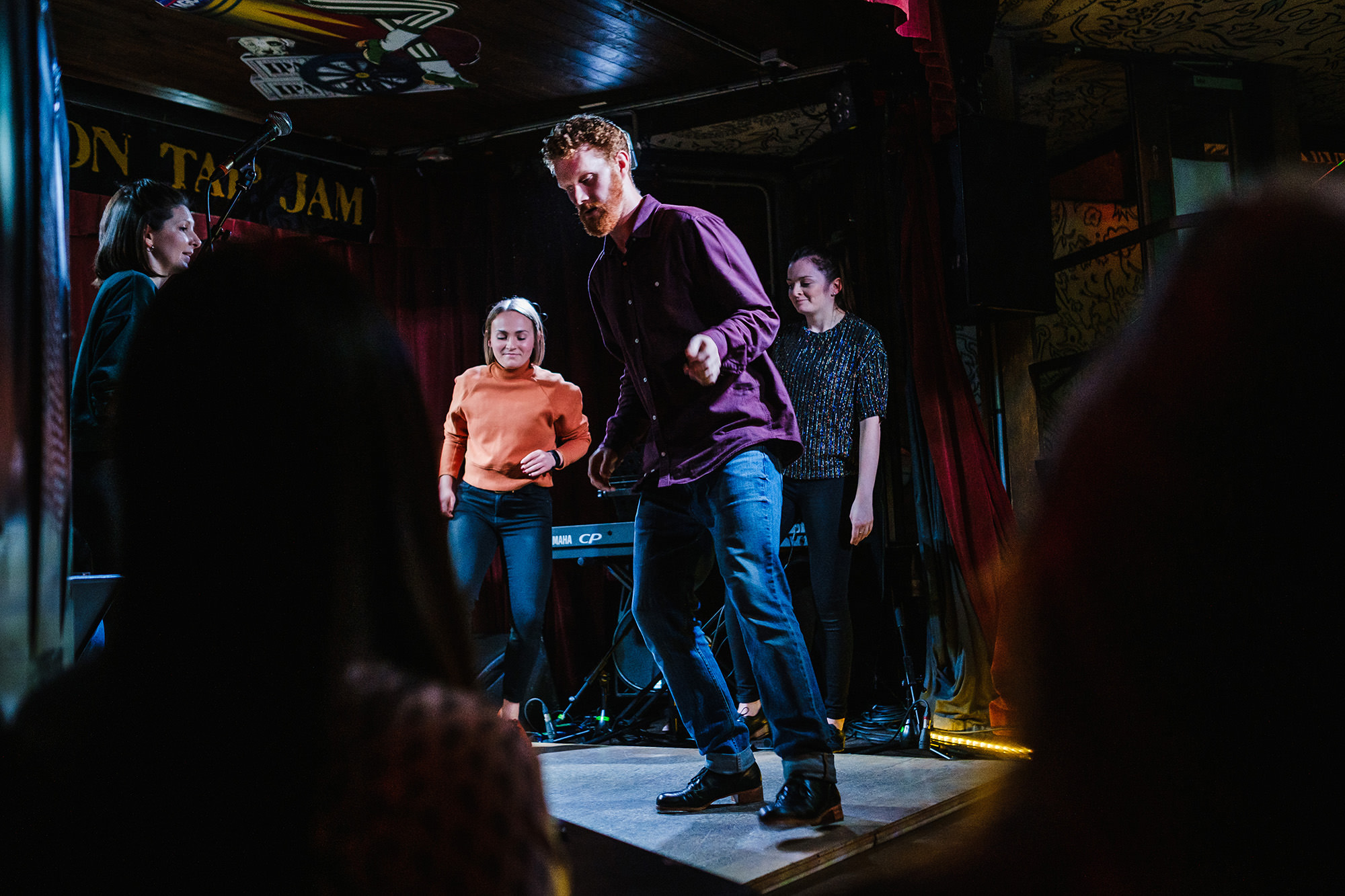 Dancer Ryan tapping and jamming in London on stage