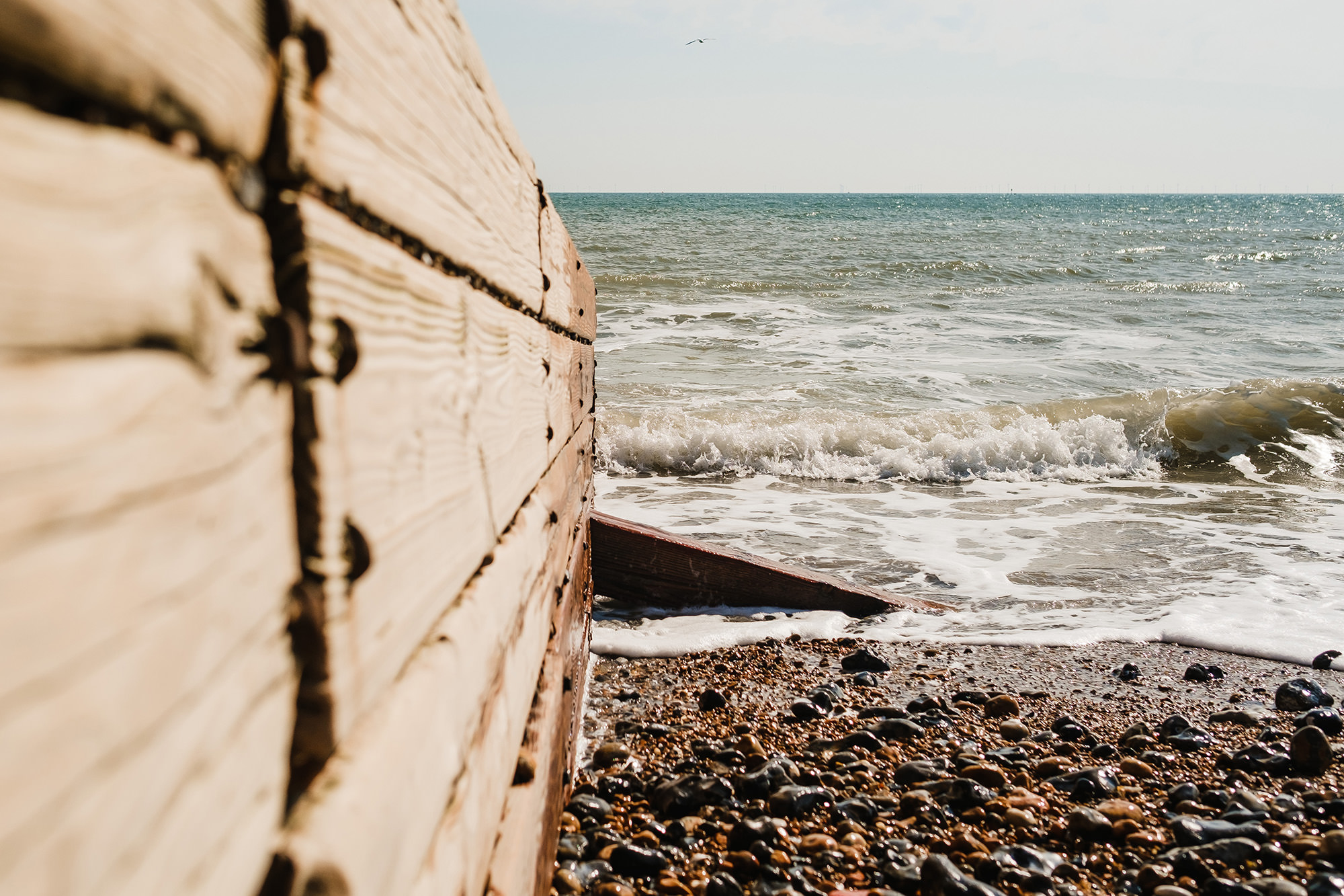 worthing beach sea crashing