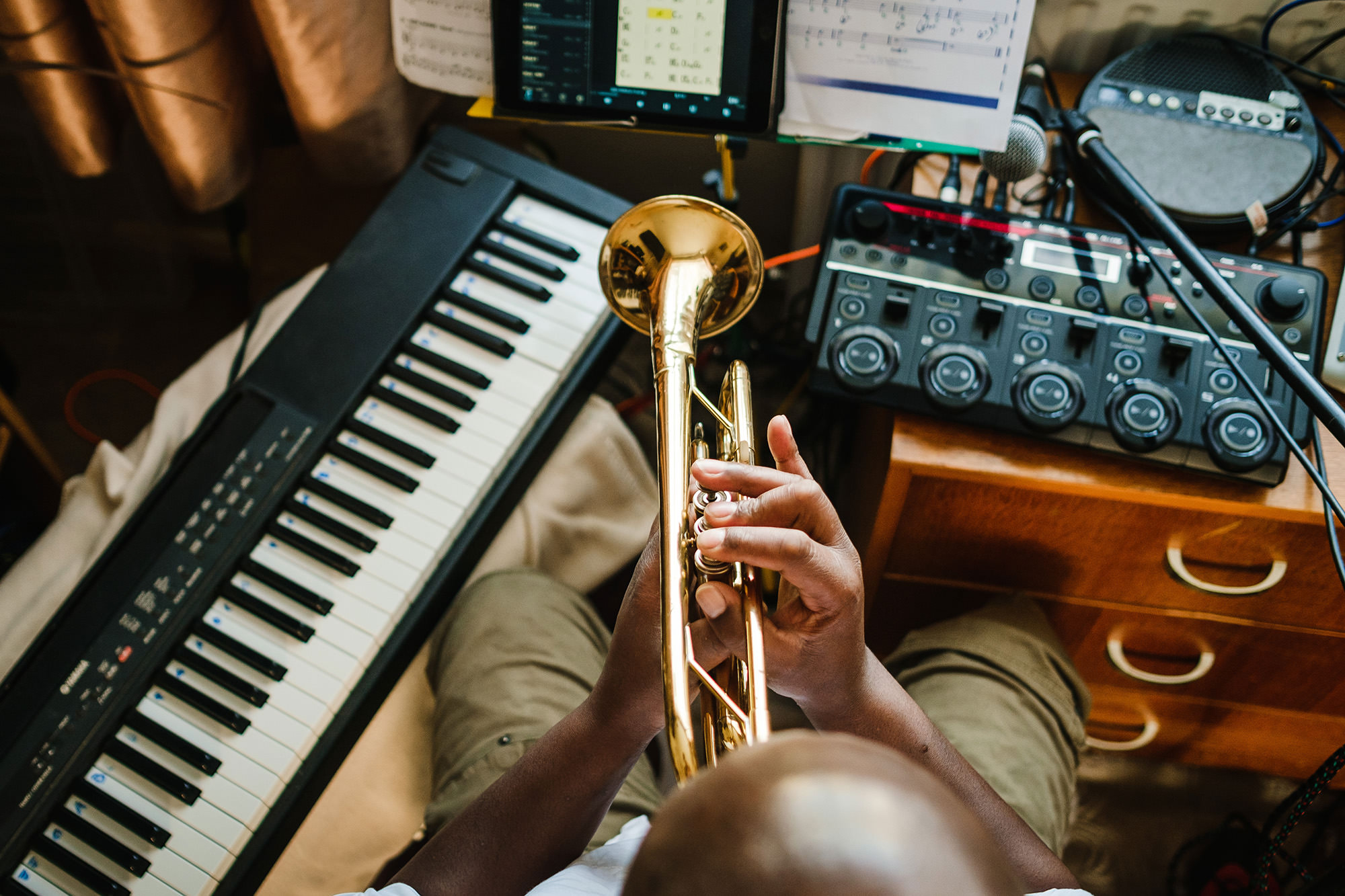 playing the trumpet during lockdown