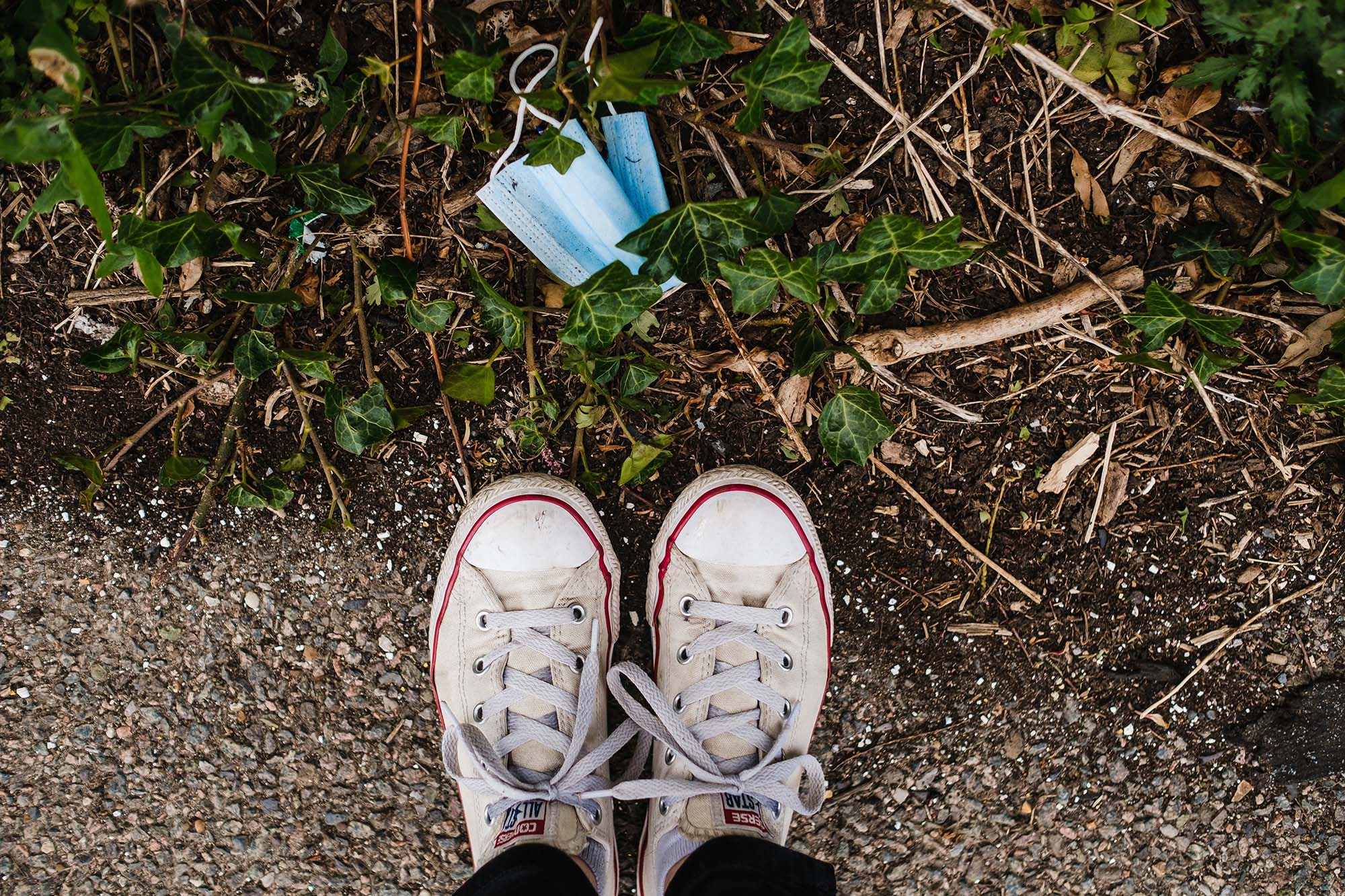 looking down on the ground