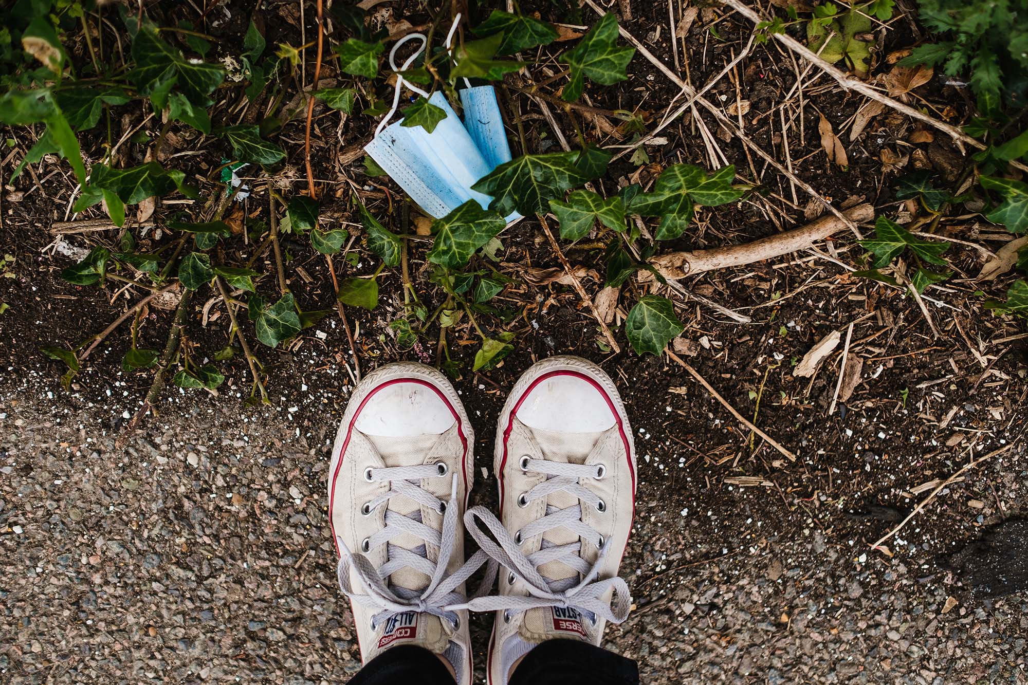  looking down on the ground