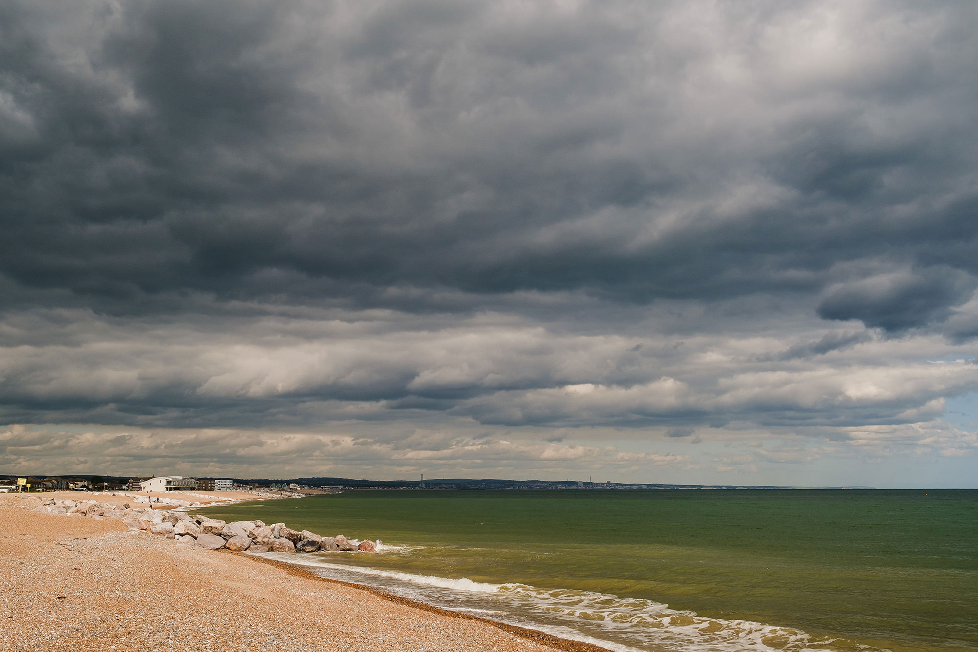 dark clouds over lancing beach